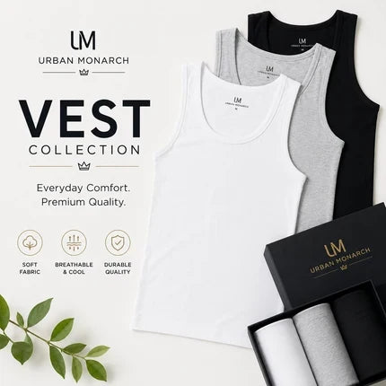 Classic Max Comfort Premium Vest (Undershirts) pack of 3 (p - 01) - Urban Monarch