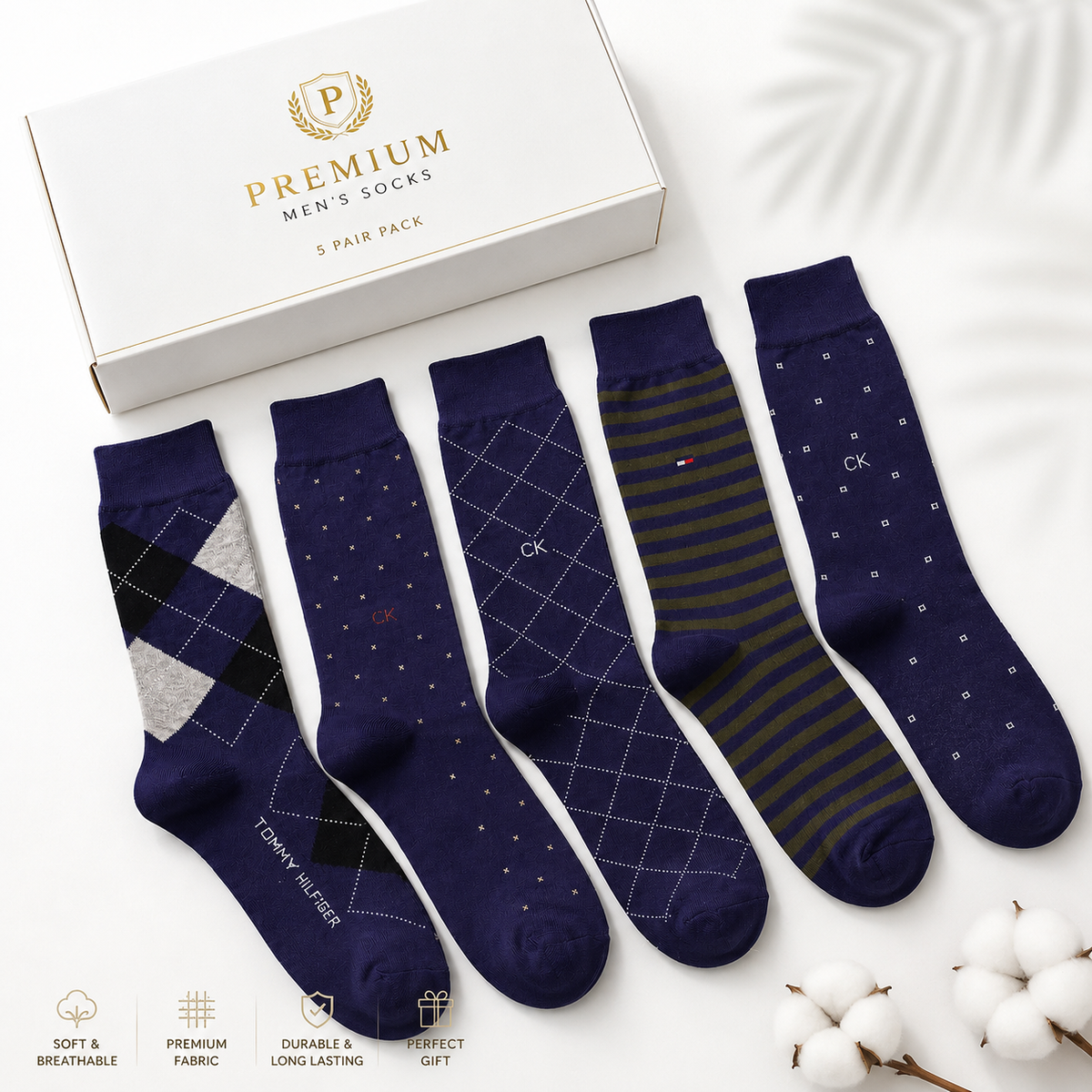 Premium Blue Socks Collection | Branded Gift Box