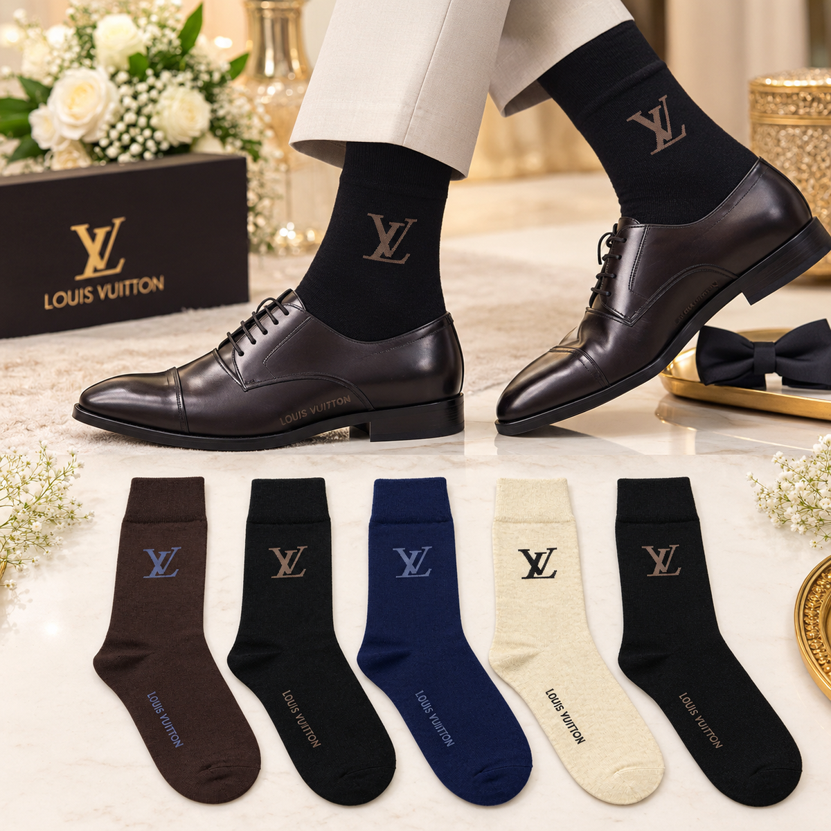 Executive L-V Premium Gift Box Pack of 5 Socks