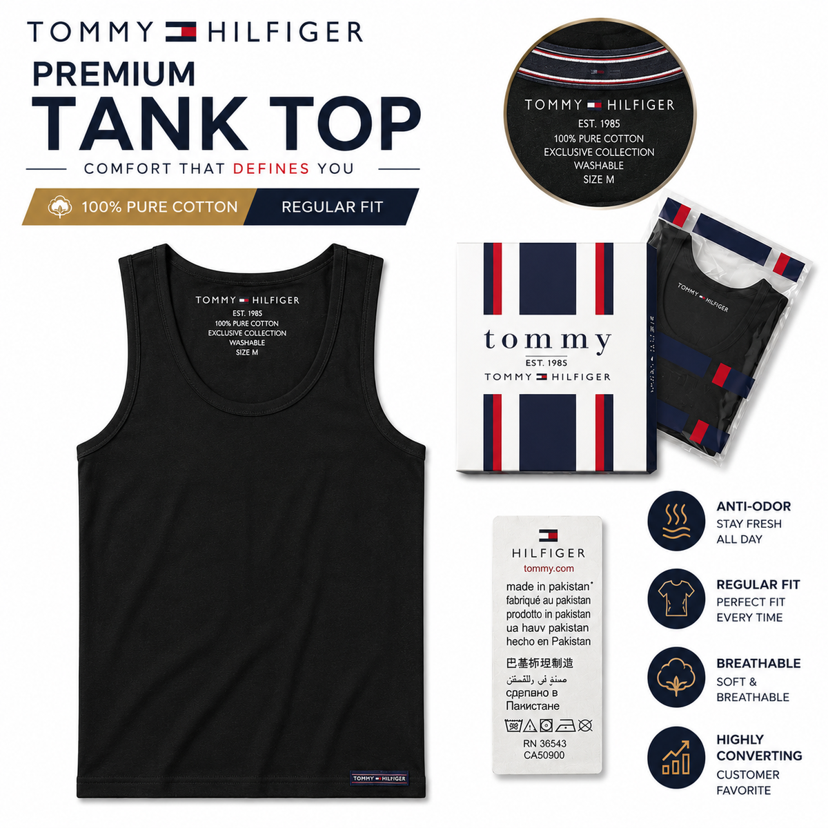 T.O.M.M.Y  Premium Black Branded Vest