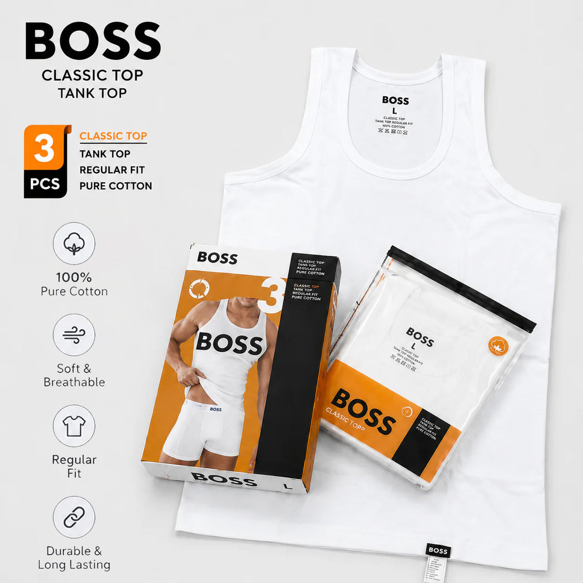 B.O.S.S Premium Quality Branded Cotton Vest
