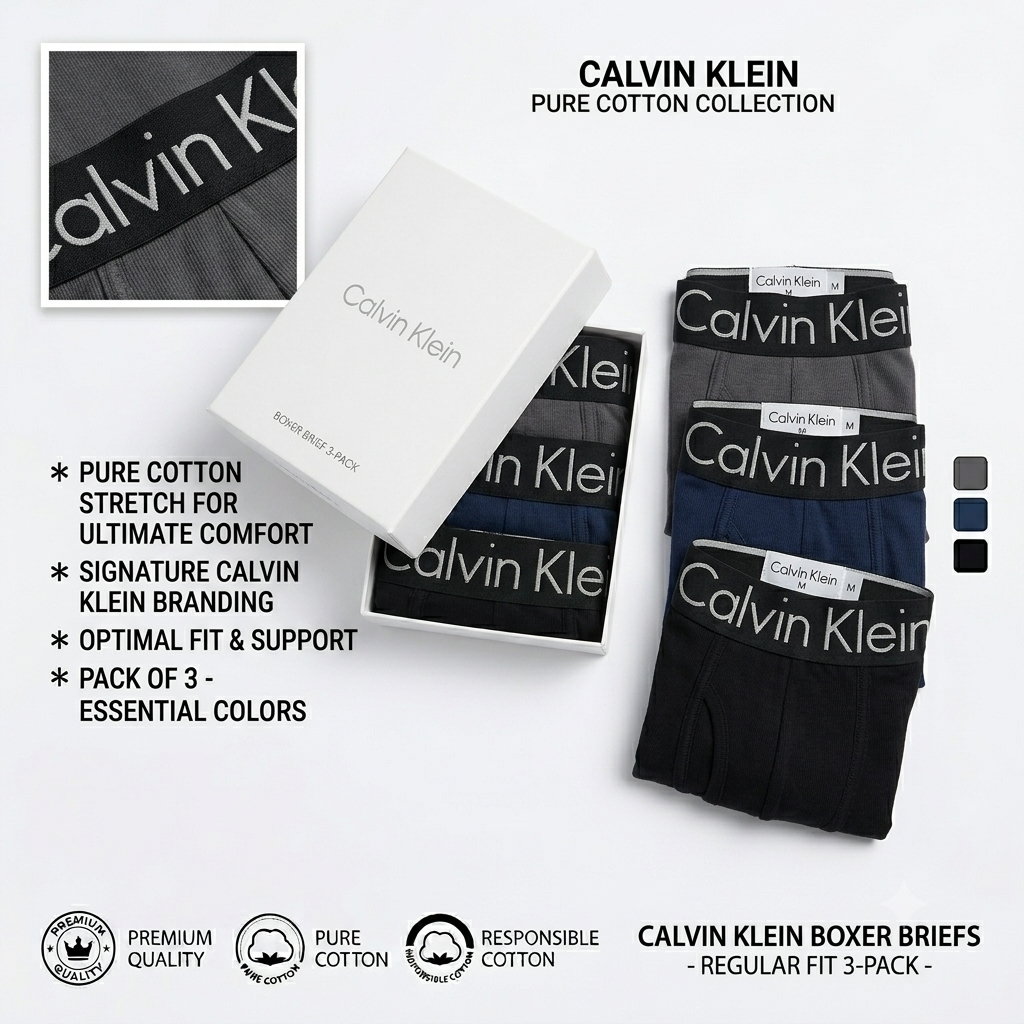 Caln Kln Premium Quality Pack of 3 Boxer