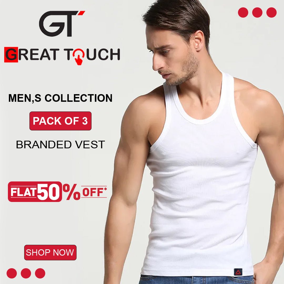 Classic Mens Premium Cotton Vest Pack fo 3 (R - 01) - Urban Monarch